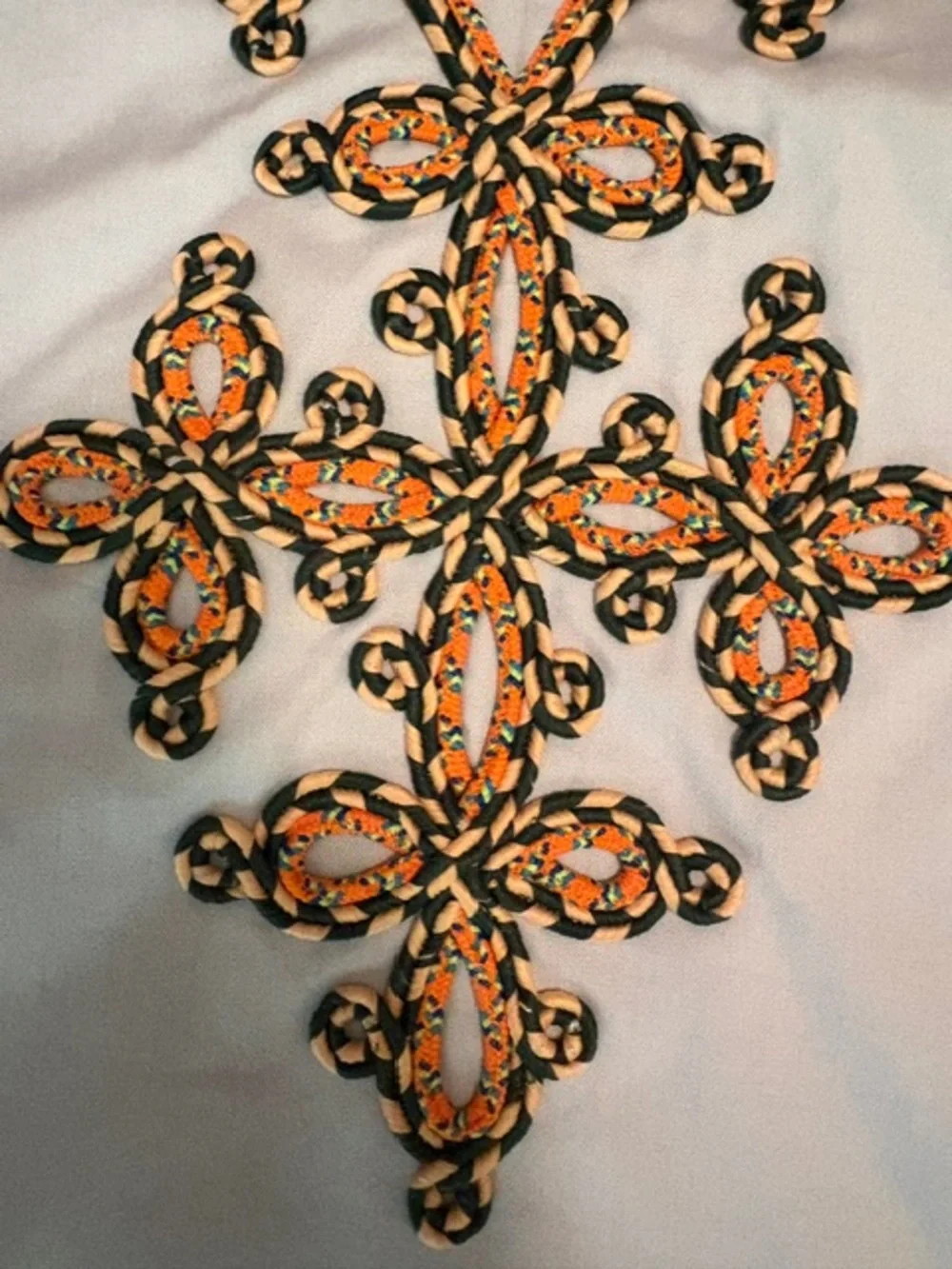 Tory Burch NWOT Classic Embroidered Tunic Blouse Light Blue Orange Size S